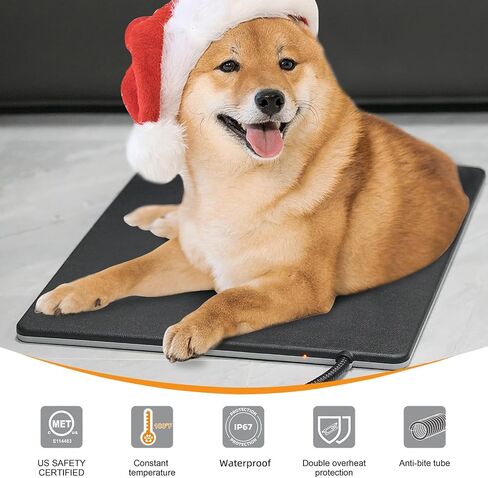 Outdoor Pet Heating Pad with Auto Temperature Control, Waterproof Heated Mat for Cats and Dogs, Safe Electric Heating Pad for Feral, Indoor & Outdoor Pets, Anti-Chew Cord (L:20'' x 16'') in Kuwait