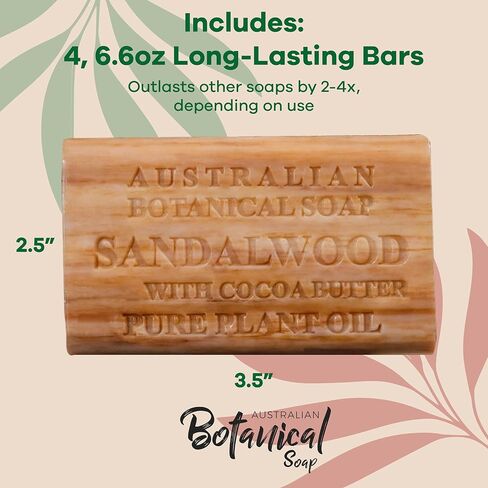 Australian Botanical Soap, Sea Salt, Lemongrass, Pink Lychee, Valencia Orange 6.6 OZ, Luxury Soap Bars Enriched with Shea Butter, Vegan Friendly Assorted Pack of 4 in Saudi Arabia