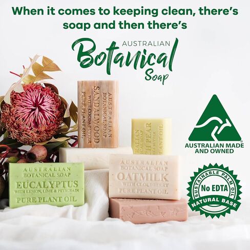 Australian Botanical Soap, Sea Salt, Lemongrass, Pink Lychee, Valencia Orange 6.6 OZ, Luxury Soap Bars Enriched with Shea Butter, Vegan Friendly Assorted Pack of 4 in Saudi Arabia