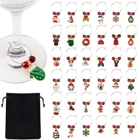 36Pcs Wine Glass Charms Wine Charms for Stem Glasses Wine Charms for Wine Glass Tags Wine Tasting Party Decorations in Saudi Arabia