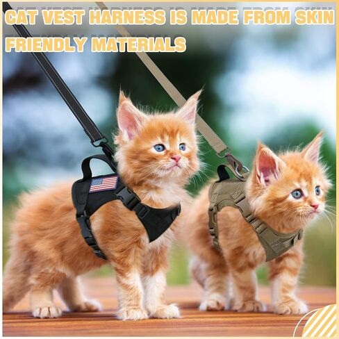 Cat Vest Harness Leash Set for Walking Escape Proof Adjustable Comfy mesh no Pull Harness for Extra Small cat Kitten Puppy Control Handle Anxiety Relief Security Vest with Velcro systerm for Outdoor in Kuwait