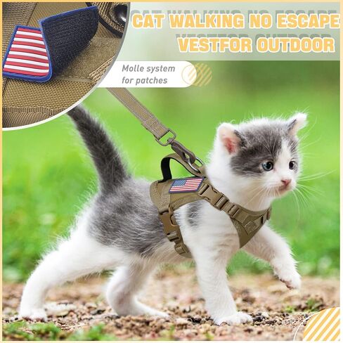 Cat Vest Harness Leash Set for Walking Escape Proof Adjustable Comfy mesh no Pull Harness for Extra Small cat Kitten Puppy Control Handle Anxiety Relief Security Vest with Velcro systerm for Outdoor in Kuwait