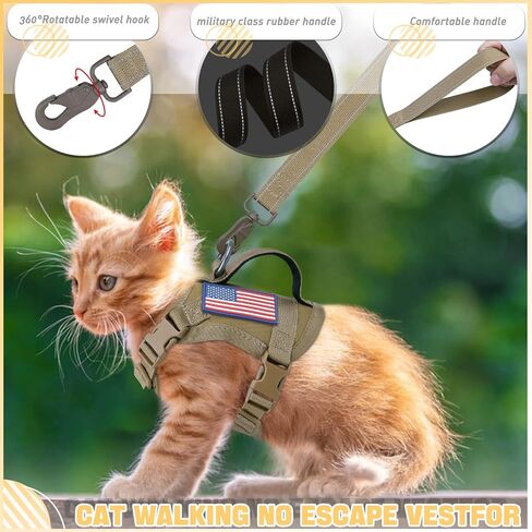 Cat Vest Harness Leash Set for Walking Escape Proof Adjustable Comfy mesh no Pull Harness for Extra Small cat Kitten Puppy Control Handle Anxiety Relief Security Vest with Velcro systerm for Outdoor in Kuwait
