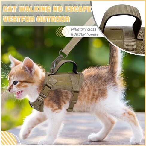 Cat Vest Harness Leash Set for Walking Escape Proof Adjustable Comfy mesh no Pull Harness for Extra Small cat Kitten Puppy Control Handle Anxiety Relief Security Vest with Velcro systerm for Outdoor in Kuwait