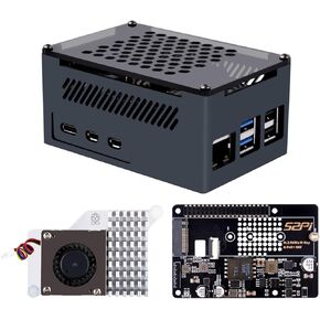 GeeekPi P33 M.2 NVME M-Key PoE+ Hat with Official Pi 5 Active Cooler and Aluminum Case for Raspberry Pi 5, Support M.2 NVMe SSDs 2230/2242/2260/2280