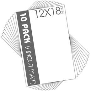 Mat Board Center, Pack of 10, 20x24 Uncut White Color Mats Mat Boards - Acid Free, 4-Ply Thickness, White Core - Great for Pictures, Photos, Framing Backing