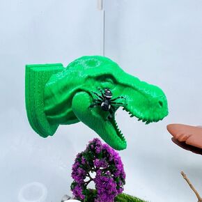 Jumping Spider Hide,3D Printed Dinosaur Head - A Fun Habitat for Jumping Spiders, Small Reptiles, and Small Pets, Suitable for Home Decor with Animal Enclosures (Green)