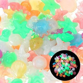 100PCS Glow in The Dark Rocks, Aquarium Glow Stones Fish Tank Decorations Fish Tank Rocks Shells for Crafts Aquarium Gravel Aquarium Rocks for Fish Tank,Fairy Garden,Yard,Bonsai,DIY Crafts in Saudi Arabia