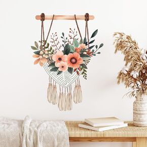 RoyoLam Hanging Flowers Wall Stickers for Living Room Beauty of Plants Wall Decals Removable Peel and Stick Boho Wall Art Home Decor Decoration for Bedroom Bathroom Classroom Library Nursery