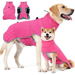 HEYWEAN Dog Winter Coat Reflective Jacket Waterproof & Windproof Fleece with Built-in Harness for Large Dogs Ideal for Cold Weather Blue X-Large