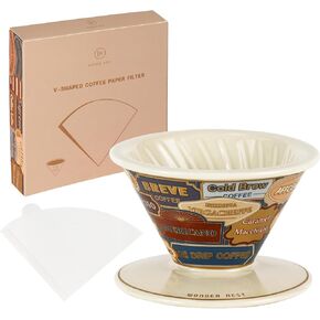 Pour-Over Coffee Maker – Ceramic V60 Coffee Dripper, Funny &　Unique Coffee Themed Design, Christmas Gift Novelty Gift For Coffee Lovers Collection