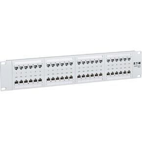 Eaton Tripp Lite Series 48-Port Patch Panel for PoE Applications, Cat5/Cat5e/Cat6, Type 4 PoE++ (4PPoE), RJ45 Ethernet, 2U Rackmount, Black, TAA Compliant, Lifetime Manufacturer's Warranty (N252-P48)