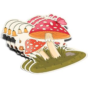 Mushrooms Cottage Sticker Mycology Botanical Decal Waterproof Vinyl Stickers Adult for Laptop Kindle Car Tumbler Water Bottle Mug Phone Notebook - Size 3"x3" (3)