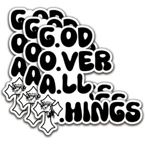 (3Pcs) God Over All Things Sticker Christian Sticker God Decal Waterproof Vinyl Stickers Adult for Laptop Kindle Car Tumbler Water Bottle Mug Phone Notebook - Size 3"x3"