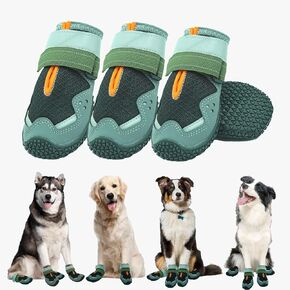 Dog Shoes for Large Medium Small Size Dogs Paw Protector, Mesh Breathable Dog Booties Summer Hot Pavement Waterproof Anti Slip for Hardwood Floors Outdoor Running Winter Snow Shoe Dog (Black)