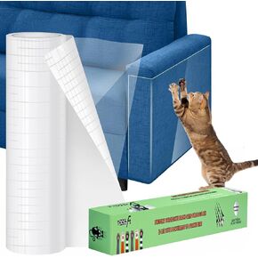 Anti Cat Scratch Furniture Protector: TOOSOFt Couch Protector from Cat Claws - Thicken Clear Vinyl 196.9"x16.5"Single Sided Sticky Cat Scratch Deterrent for Furniture for Couch Sofa Door Walls