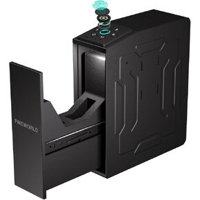Gun Safe For Handgun, Biometric Slider Bedside Handgun Safe, Pistol Lock Case for Nightstand,Sliding Door Hand Gun Safe for Pistol -with 3 Quick Access Fingerprint, PIN Code, KEY
