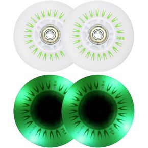 PATIKIL Light Up Inline Skate Wheels 80mm, 4Pcs LED Flashing Inline Roller Wheels 90A PU with Bearings for Indoor/Outdoor Scooter Replacement, Red in Saudi Arabia
