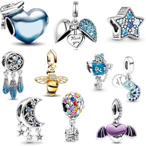 10 Pack Silver Spacer Beads Charms fit Pandora Bracelet DIY Pendant Set