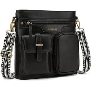 Missnine Crossbody Bags for Women Multi Pocket Purses Soft Leather Medium Shoulder Handbags with Adjustable Strap