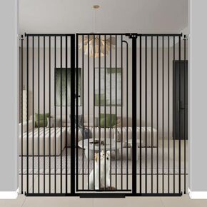 57" Extra Tall Pet Gate for Cats Dogs-29.5"-62.2" Extra Wide Cat Gate for Doorways and Stairs-1.37" Ultra Narrow Spacing Pressure Mounted Dog Gate with One-Handed Operation(57.5"-62.2")