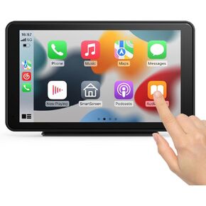 Newest Portable Wireless Apple CarPlay and Android Auto Screen for Car, Transmitter for All Vehicles,7" HD Touch Screen Car Stereo with Mirror Link, Backup Camera, Bluetooth 5.2A,UX,FM
