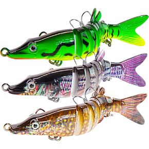 Fishing Lures for Freshwater and Saltwater, Lifelike Swimbait for Bass Trout Crappie Walleye Pike, Slow Sinking Bass Fishing Lure,Family Fishing Gear Plugs,3pcs(12.2cm-18.6g)