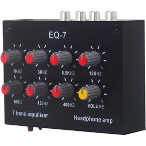 معادل صوت السيارة 7 نطاقات، معادل رقمي ثنائي القناة، مدخل إخراج DC5V-12V 12 ديسيبل عالي الصوت، واجهة 3.5 مم، للتسجيل والبث والبث الصوتي