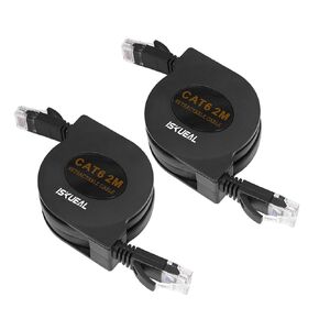 كابل إيثرنت قابل للسحب - كابل شبكة مسطح Cat6 بطول 6.6 قدم مع موصلات RJ45 للشبكة المحلية عالية السرعة والإنترنت والألعاب - متوافق مع PS4 وجهاز التوجيه والمحول - عبوتان.