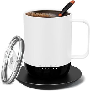 Vsitoo S3 Pro Smart Mug, Temperature Control Smart Mug,Heated Coffee Mug, Improved Design,Smart LED Light/APP Control/Auto Sleep/3-Level Temperature Setting (White)