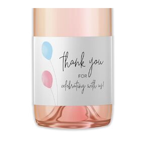 Thank you for Celebrating with us Mini Champagne Labels ● SET of 12 ● Mini Wine Bottle Labels, Gender Reveal, Pink or Blue, Girl or Boy Baby Shower, Sprinkle, Birthday Favors Stickers M205-THANK-12