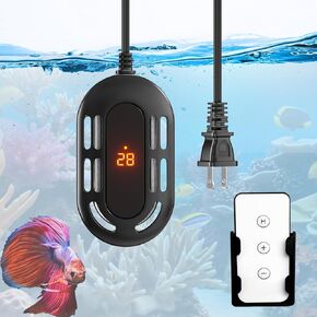 100W Small Aquarium Heater,Turtle Heater with LED Digital Display,Mini Fish Tank Heater for 10-20 Gallons Tank with Thermostat Remote Control for Turtle Betta Fish Tree Frogs