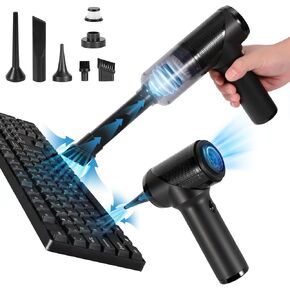 TOBTOS Powerful Keyboard Cleaner, Compressed Air Duster, Blower and Vacuum 3-in-1, USB Rechargeable Electric Air Duster for Car, Computer, Home and Office Dust Cleaning