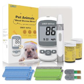 Pet Glucose Meter with 50 Test Strips, Dog/Cat Glucose Monitor Kit, Glucose Monitoring System for Dog/Cat Diabetes