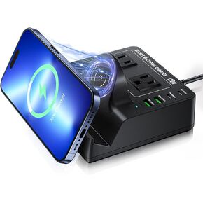 Charging Station for Multiple Devices Apple, TOPOINT 7 in 1 Power Strip with Wireless Charger for iPhone, 65W Fast Charging USB C Charger Block Phone for Samsung Android MacBook iPad Tablet