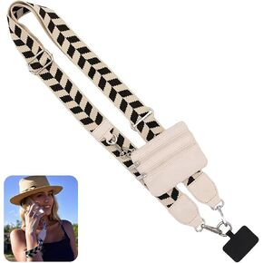 Phone Strap With Zippered Pouch, 2024 New Clip and Go Strap For Phone With Wallet Crossbody
