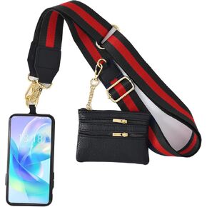 Phone Strap with Zippered Pouch -Clip and Go Strap for Phone with Wallet Crossbody -Adjustable Phone Strap Crossbody -Ideal for Travel and Everyday Use-Color03