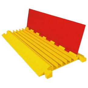 Linebacker CP5X125-GP-O/Y واقي كابل 5 قنوات من مادة البولي يوريثين عالي التحمل للأغراض العامة مع موصلات على شكل حرف T، غطاء برتقالي مع منحدر أصفر، طول 91.44 سم × عرض 17.25 سم × ارتفاع 1.95 سم