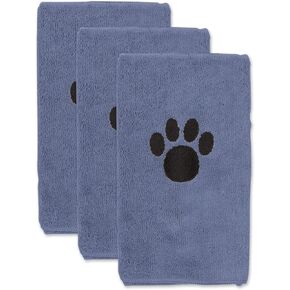 Bone Dry Pet Grooming Towel Collection Trellis Print, Microfiber Absorbent Drying Set, 15x30, Gray, 3 Count