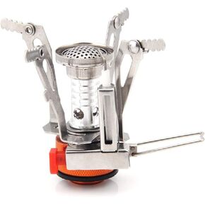 Backpacking Stove Portable Camping Stove with Piezo Ignition Stable Supports Ultralight Stove for Camping Hiking and Backpacking Trips Cooking (Orange)
