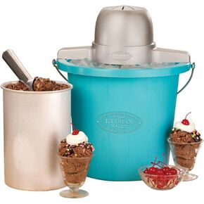 Nostalgia ICMP400BLUE 4-Quart Electric Ice Cream Maker with Easy Carry Handle