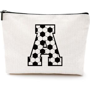 LONGXIN Tennis Gifts Initial A-Z Personalized Makeup Bag Monogrammed Cosmetic Bags Toiletry Pouch Tennis Lovers Gifts for Women Girls Friends Coach Players Tennis Team Gifts (A)