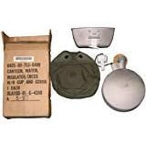 Genuine US Army ARCTIC Canteen Bottle w/Cup & Canvas Pouch