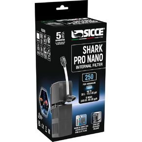 Sicce Shark Pro Nano 250 Internal 65 GPH Aquarium Power Filter up to 13 Gallon Aquariums | Quiet Spray Bar Mini Fish Turtle Pond Tank