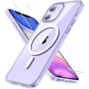 Magnetic Designed for iPhone 13/iPhone 14 Case, iPhone 13/14 Clear Case with Screen Protector, Compatible with MagSafe, [Not Yellowing] Phone Case Shockproof Protective Cover for iPhone 13/14