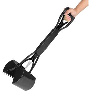 Pooper Scooper Long Handle Jaw Poop Scoop Handle Portable Pet Pooper Scooper for Large Dogs Cats Waste Picker Cleaning Tool with Extended Handle and Easy to Pull Spring (All Black) in Kuwait