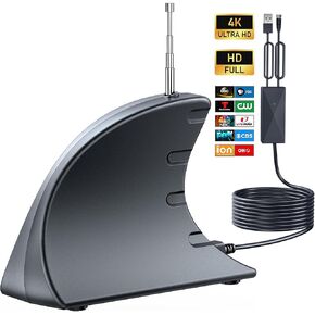 2024 Newest TV Antenna Indoor, Antenna for Smart TV- 4K Clear Digital Signal Enhancer with Retractable Design, Ultra-Long Coaxial Cable, Covers 980+ Miles, Supports All Local Channels (Black)