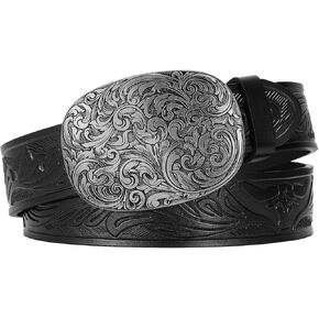 Western Belt for Men Women Cowboy Leather Belt Western Buckle Belt Embossed Leather Belt Men Engraved Belt