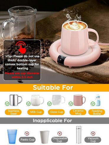 Coffee Mug Warmer, 36W Cup Warmer for Desk with 8H Auto Shut Off, 3 Temp Settings, Mug Warmer Heating Coffee, Beverage, Milk, Tea, Candle Warmer Plate for Desk Home, Office(No Cup) (Black) in Saudi Arabia