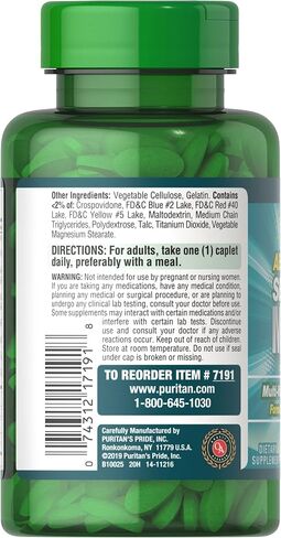 Puritan's Pride Abc Plus Senior Multivitamin Multi-mineral Formula Caplets, 240 Count in Saudi Arabia